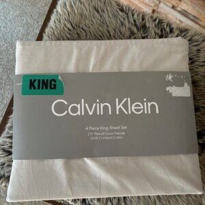 Calvin Klein King Gray Sheet Set 270 Thread Count | Combed Cotton (light gray)